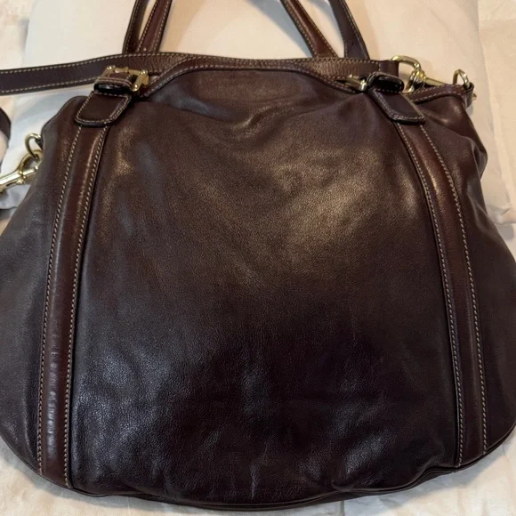 Gucci Dark Brown Web Britt Leather Shoulder Bag with Gold and Red Details - Picture 3 of 11